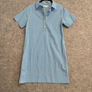 Ann Mashburn Dress Womens Small Gingham Shirt Dress Short Sleeve Button Front